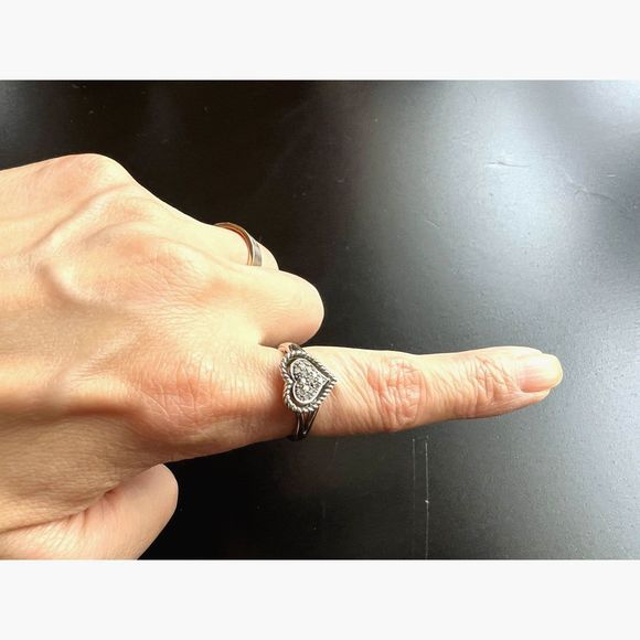 Silver Heart Shape Diamond Ring Size 7 - Picture 3 of 8